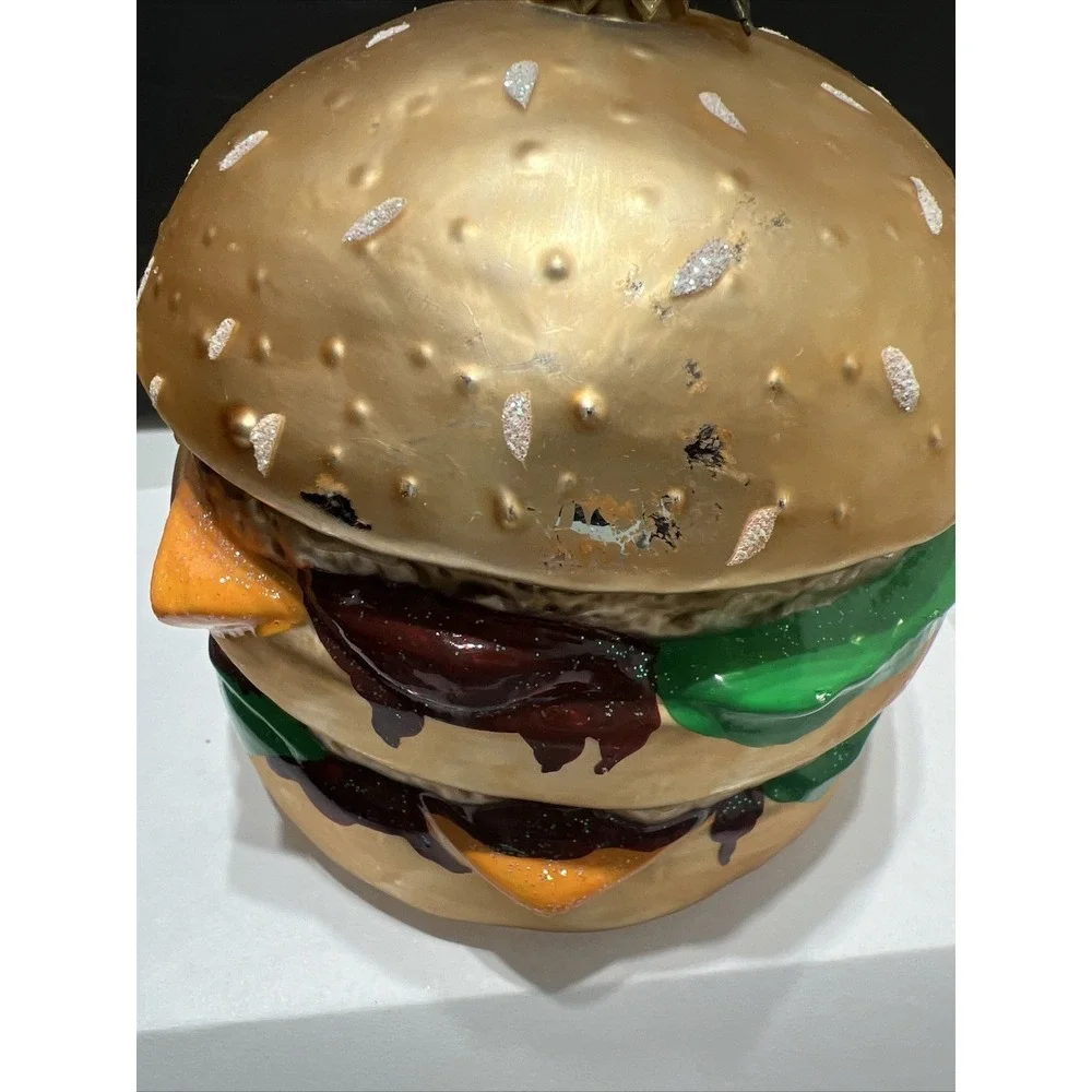 Double Cheeseburger Glass Blown Ornament 4